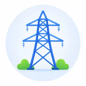 Torre de transmissão distribuindo créditos de energia